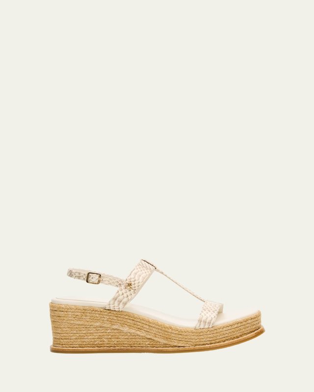 Theia 60 Snake-Printed Leather Wedge Sandals